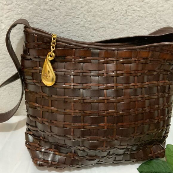 VTG Sharif Woven Leather Handbag Purse - Picture 9 of 16